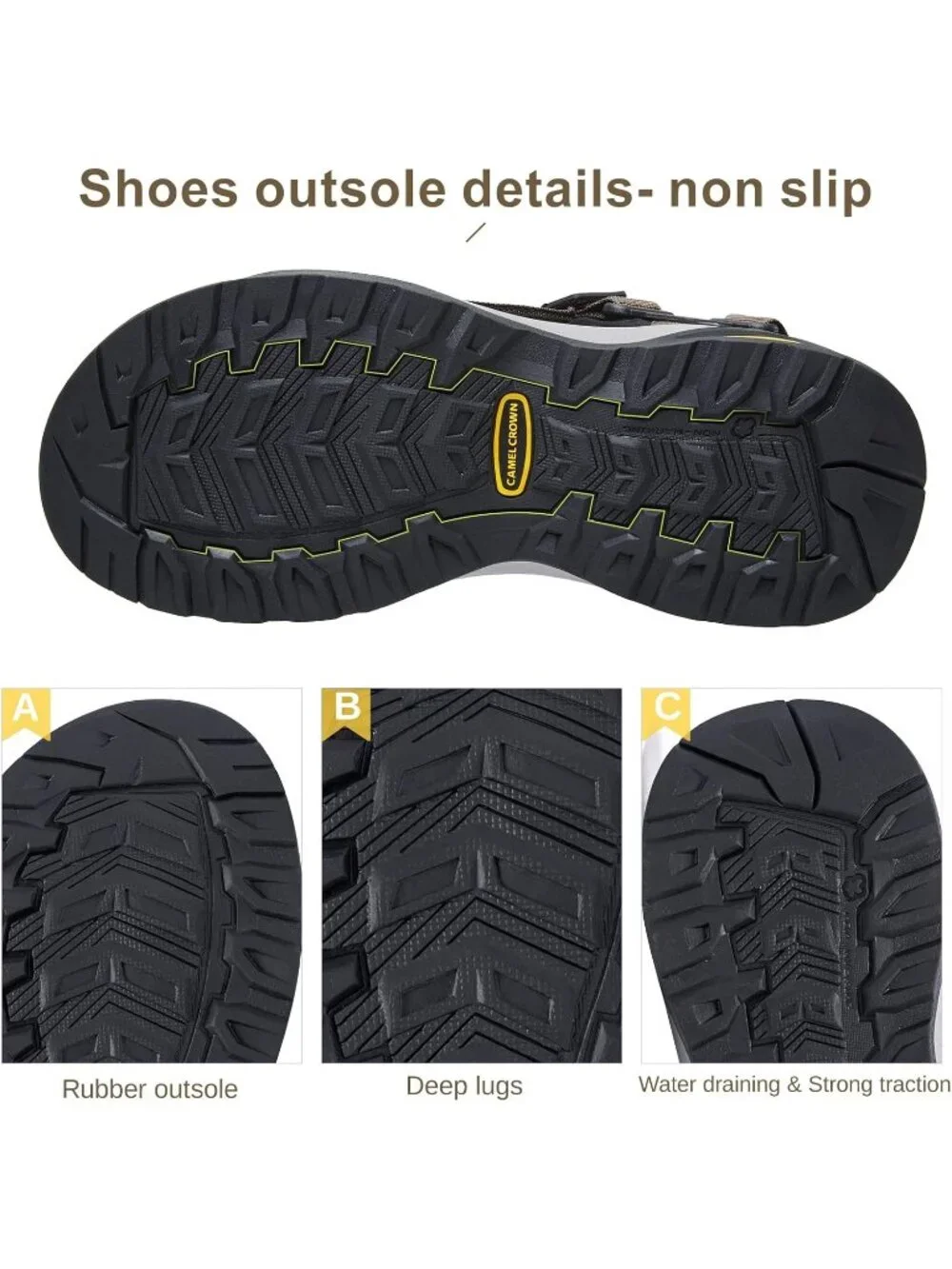 Men's Brown Arch Support Open Toe Beach Comfortable Hiking Sandals Shoes